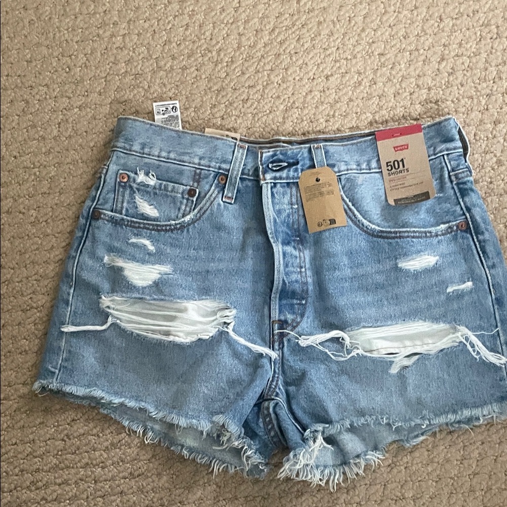 Levi's Distressed 501 Jean Shorts 30W